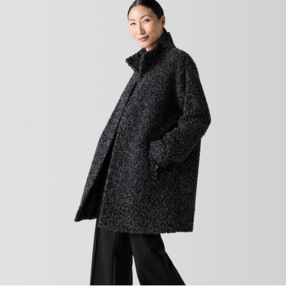 Eileen Fisher Curly Alpaca Stand Collar Coat NWT - Picture 1 of 4